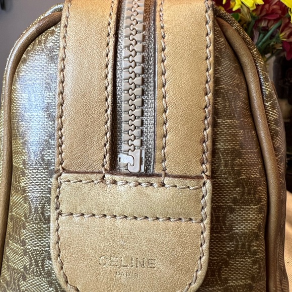 CELINE Triomphe Boston Bag Coated Canvas and Leather Satchel - Picture 12 of 14